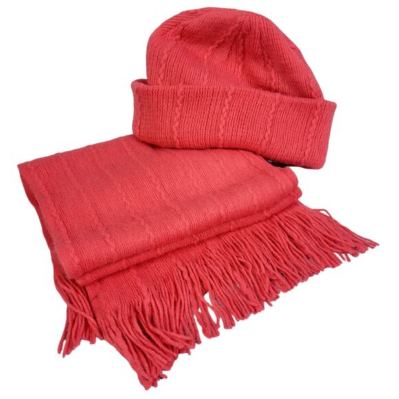 Hot Pink Winter Hat and Scarf - One Size Fits All - Picture 1 of 6